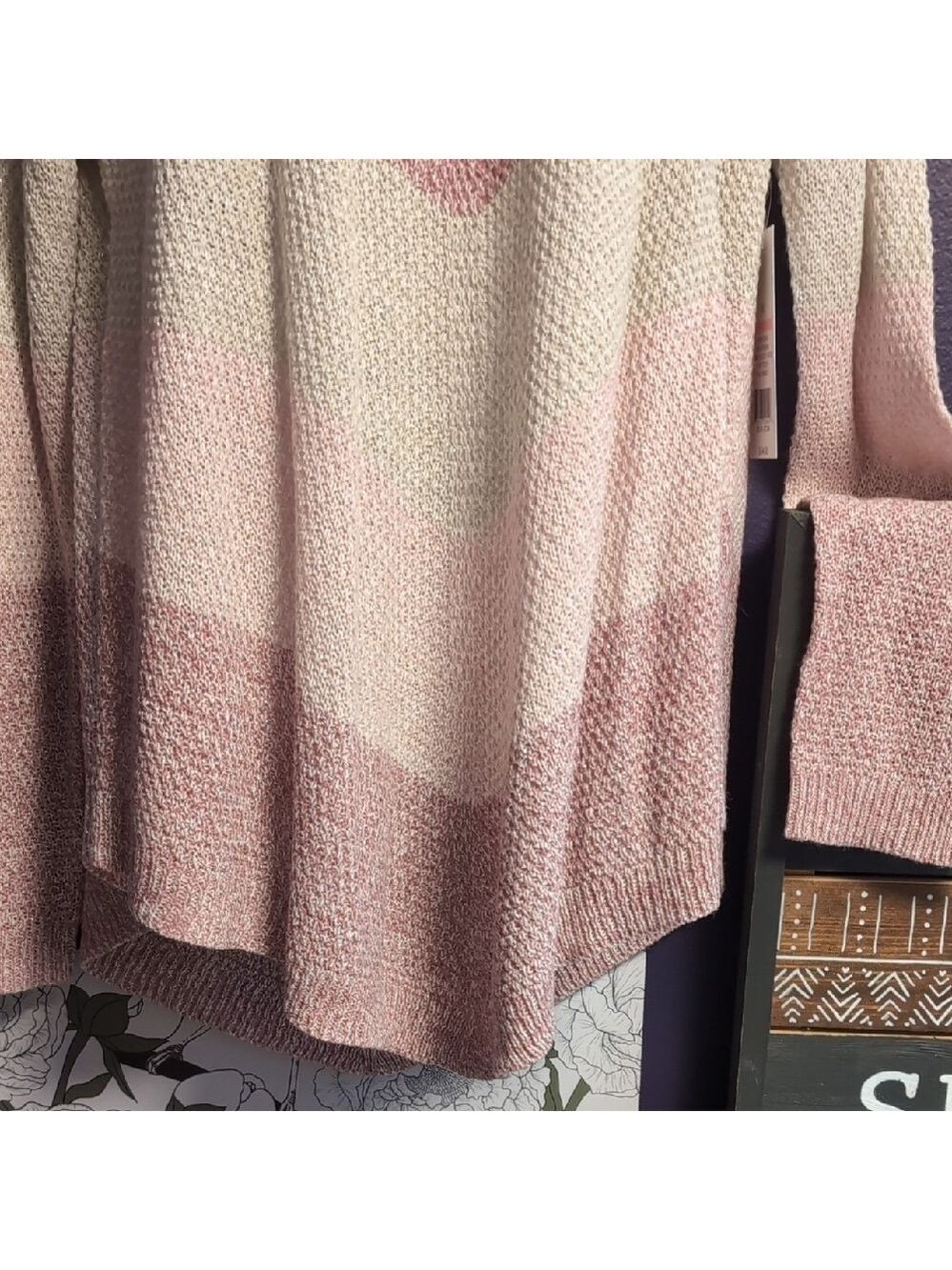 New Directions Blush and Cream Chevron Sweater - Picture 7 of 7